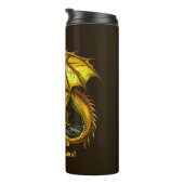 Golden Green Dragon & Woman Can Move Mountains Thermosbecher (Nach rechts gedreht)