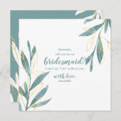 Golden Green Floral wirst du meine Bridesmaid sein Einladung (Vorne/Hinten)