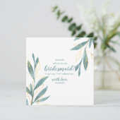 Golden Green Floral wirst du meine Bridesmaid sein Einladung (Stehend Vorderseite)