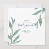 Golden Green Floral wirst du meine Bridesmaid sein Einladung (Vorderseite)