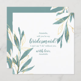 Golden Green Floral wirst du meine Bridesmaid sein Einladung