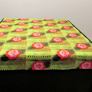 Golden Green Hot Pink Bläserkunst Crochet Print Wandteppich
