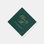Golden & Green Modern Cheers 50. Geburtstagsparty Serviette (Ecke)