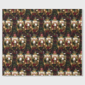 Golden Green Nutcracker Soldiers Weihnachten Geschenkpapier (Flach)