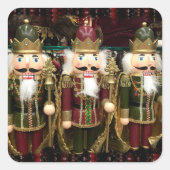 Golden Green Nutcracker Soldiers Weihnachten Quadratischer Aufkleber (Vorderseite)