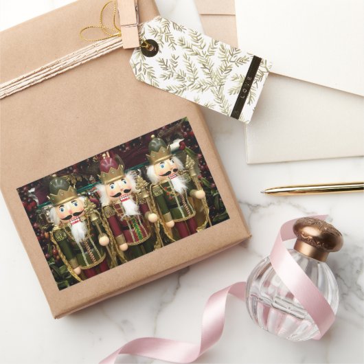 Golden Green Nutcracker Soldiers Weihnachten Rechteckiger Aufkleber (Schenken)