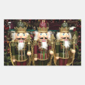 Golden Green Nutcracker Soldiers Weihnachten Rechteckiger Aufkleber (Vorderseite)