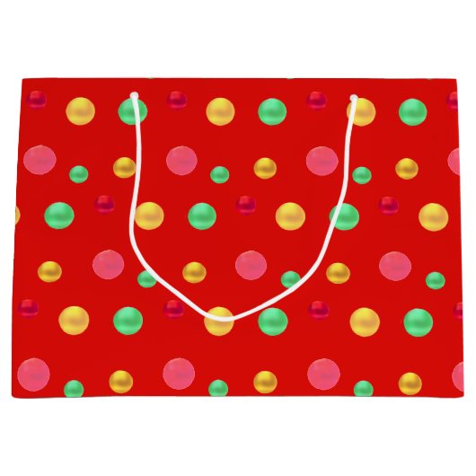 Golden, Green Red, Polka Dots Große Geschenktüte (Vorderseite)