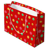 Golden, Green Red, Polka Dots Große Geschenktüte (Rückseite Schrägansicht)