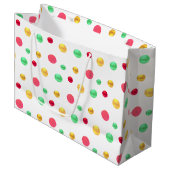 Golden, Green Red, Polka Dots Große Geschenktüte (Vorderseite Schrägansicht)