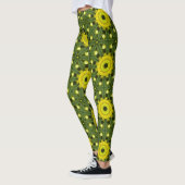 Golden Green Sunburst Kaleidoscope Blumenmuster Leggings (Links)