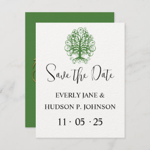 Golden Green Swirl Tree Roots of Liebe Wedding Inv Einladung