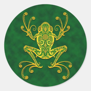 Golden Green Tree Frog Runder Aufkleber