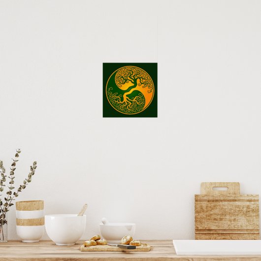 Golden Green Tree of Life Yin Yang Poster (Küche)