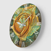 Golden Green Trendy Einzigartige Rose Große Wanduhr (Winkel)
