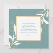 Golden Green Watercolor Blumenhochzeit Dankeskarte (Rückseite)