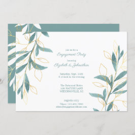 Golden Green Wcolor Floral Engagement Party Einladung