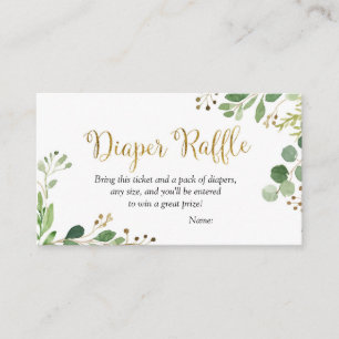 Golden Greenery Baby Duwer Diaper Raffle Begleitkarte