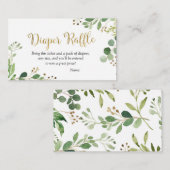 Golden Greenery Baby Duwer Diaper Raffle Begleitkarte (Vorne/Hinten)