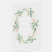 Golden Greenery Blätter Wreath Wedding Willkommen Acrylschild (Winkel)