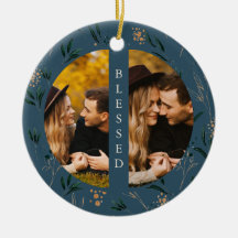 Golden Greenery Blau gesegnete Typografie Zwei Fot