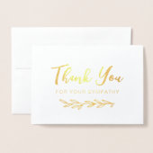 Golden Greenery Danke Beileid Foto Folienkarte (Vorderseite mit Umschlag)