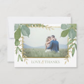 Golden Greenery Flat Wedding Dankeschön Karte (Vorderseite)