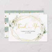 Golden Greenery Geometric Baby in Bloom Baby Showe Dankeskarte (Vorne/Hinten)