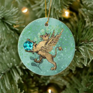 Golden Griffin Keramik Ornament