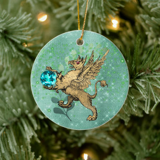 Golden Griffin Keramik Ornament