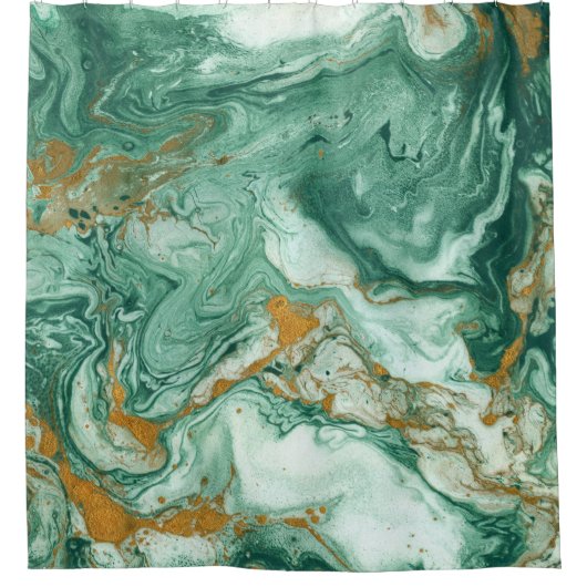 Golden-grün Acryl: Marmortexturkunst. Duschvorhang (Vorderseite)