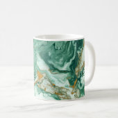 Golden-grün Acryl: Marmortexturkunst. Kaffeetasse (VorderseiteRechts)