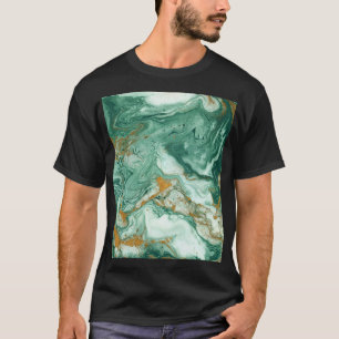 Golden-grün Acryl: Marmortexturkunst. T-Shirt