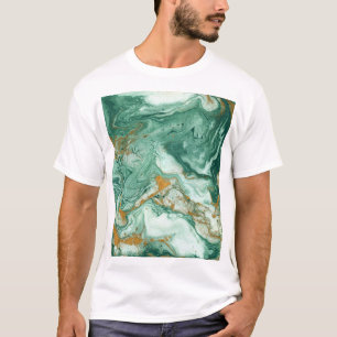 Golden-grün Acryl: Marmortexturkunst. T-Shirt