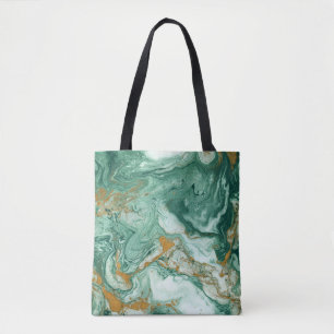 Golden-grün Acryl: Marmortexturkunst. Tasche