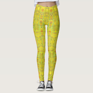 Golden grüne Mosaik geometrische Design kitty Stim Leggings