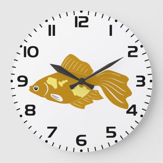 Golden Guppy Fish Niedlich Tropical Aquarium Fisch Große Wanduhr (Vorderseite)