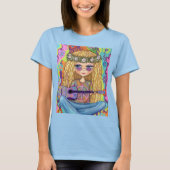 Golden Hair Hippie Picknickkorn Lila Gitarre T-Shirt (Vorderseite)