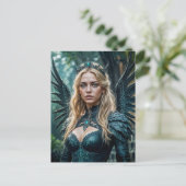 Golden-Haired Angel with black Wings Postkarte (Stehend Vorderseite)