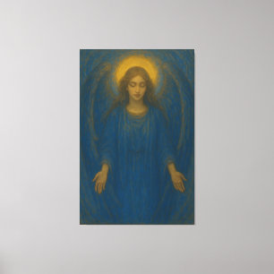Golden Halo Segen Engel – Heiliger blauer Flügel G Leinwanddruck