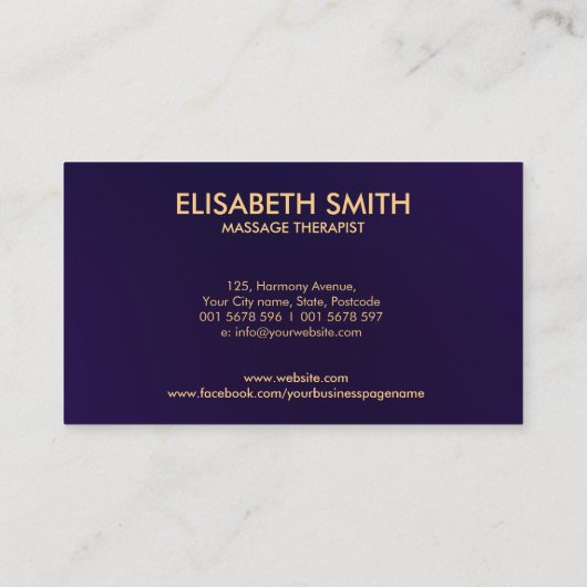 Golden Hamsa Hand Paisley Ornament Visitenkarte (Rückseite)