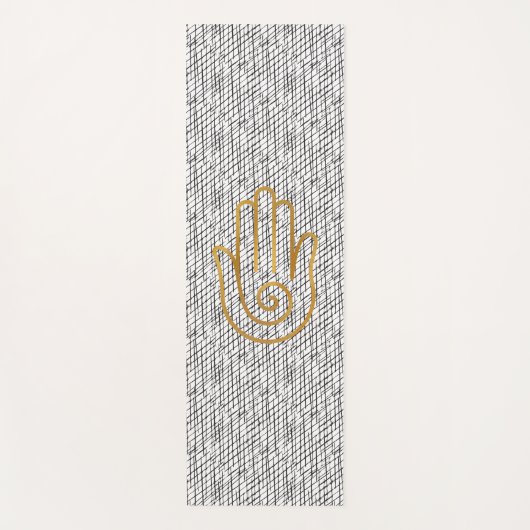 Golden Hamsa Handzeichen auf schwarzem Muster Yogamatte (Vorderseite)