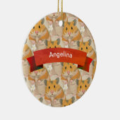 Golden Hamster Muster personalisiert Keramikornament (Rechts)