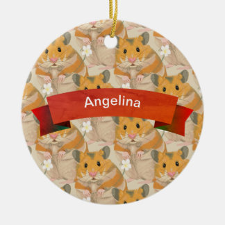 Golden Hamster Muster personalisiert Keramikornament