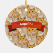 Golden Hamster Muster personalisiert Keramikornament (Hinten)