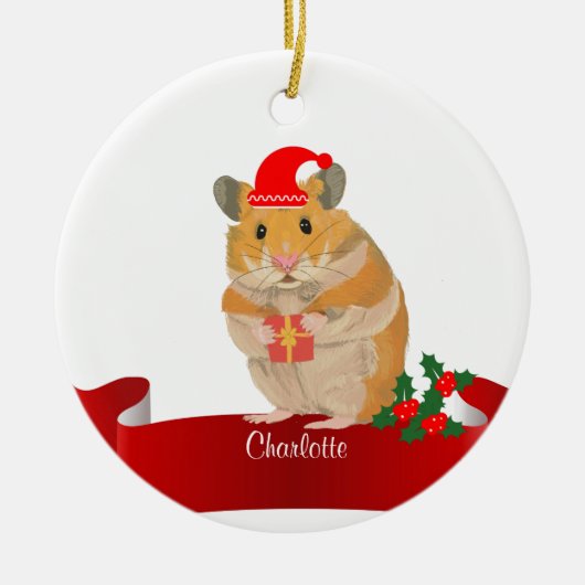 Golden Hamster Weihnachten Keramik Ornament (Vorne)