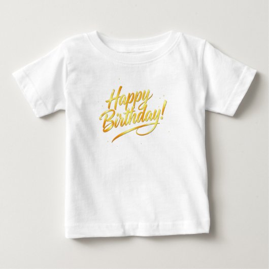 Golden Happy Birthday Typografie Baby T-shirt (Vorderseite)