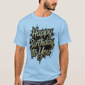 Golden Happy Birthday Typography Tee Shirt Design (Vorderseite)