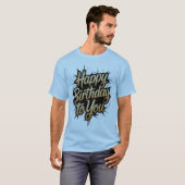 Golden Happy Birthday Typography Tee Shirt Design (Vorne ganz)
