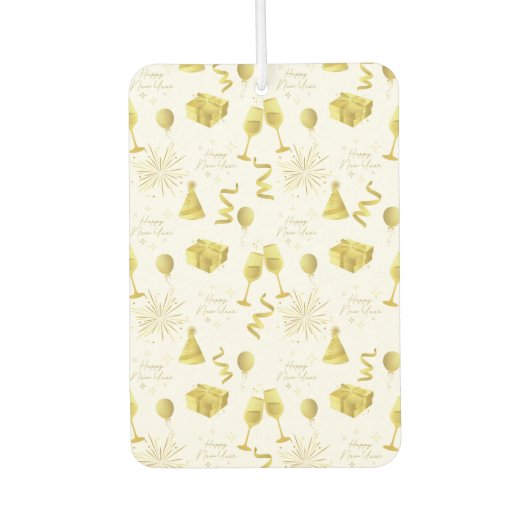 Golden Happy New Year Pattern Autolufterfrischer (Vorderseite)